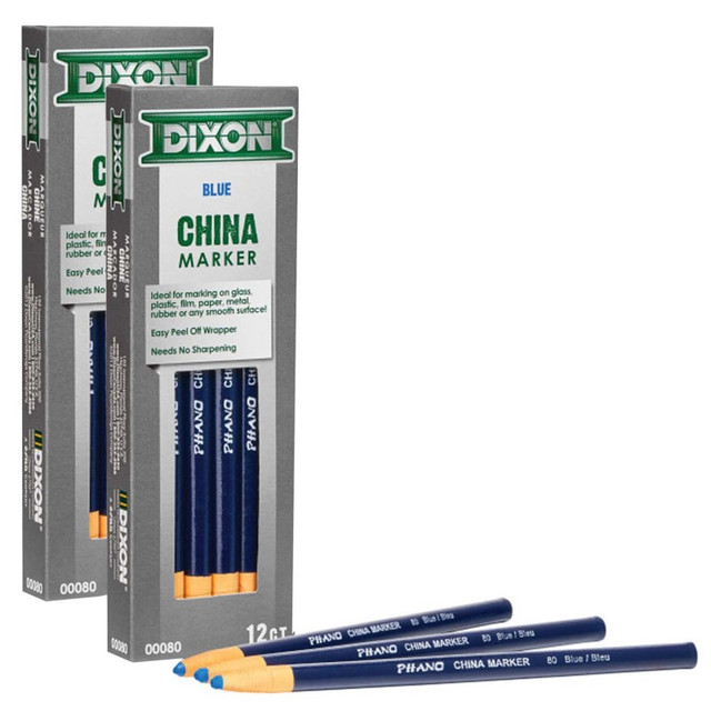 DIXON TICONDEROGA CO Dixon® Phano China Markers, Blue, 12 Per Pack, 2 Packs