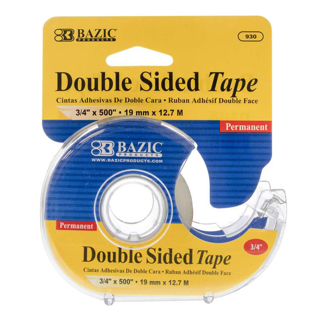 BAZIC PRODUCTS BAZIC Products® Double Sided Permanent Tape with Dispenser, 3/4" x 500"