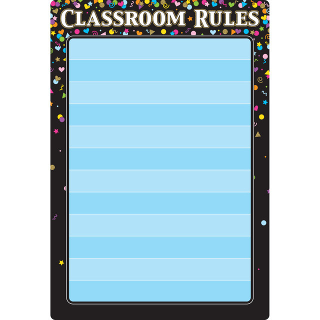 ASHLEY PRODUCTIONS Ashley Productions® Smart Poly® Chart Black Confetti Classroom Rules, 13" x 19"