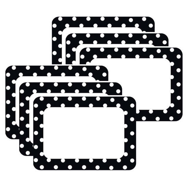 TEACHER CREATED RESOURCES Teacher Created Resources® Black Polka Dots 2 Name Tags/Labels, 36 Per Pack, 6 Packs
