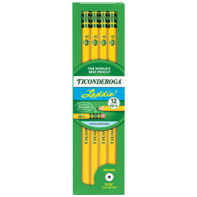 DIXON TICONDEROGA CO Ticonderoga® Laddie® Wood-Cased Pencils, #2 HB Soft, Yellow, 12 Ct