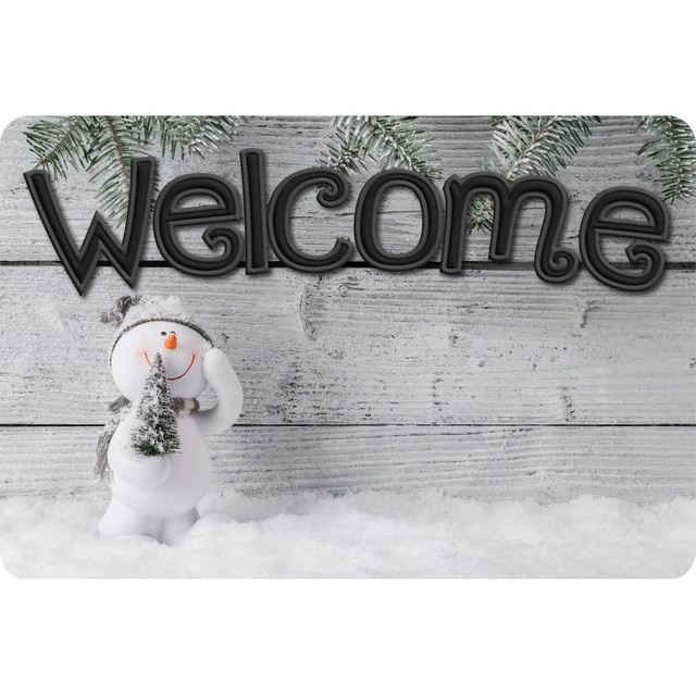 ASHLEY PRODUCTIONS Ashley Productions® The Original Fun Mat™, Welcome Mat, 15.5" x 23.5", Shiplap Snowman Welcome