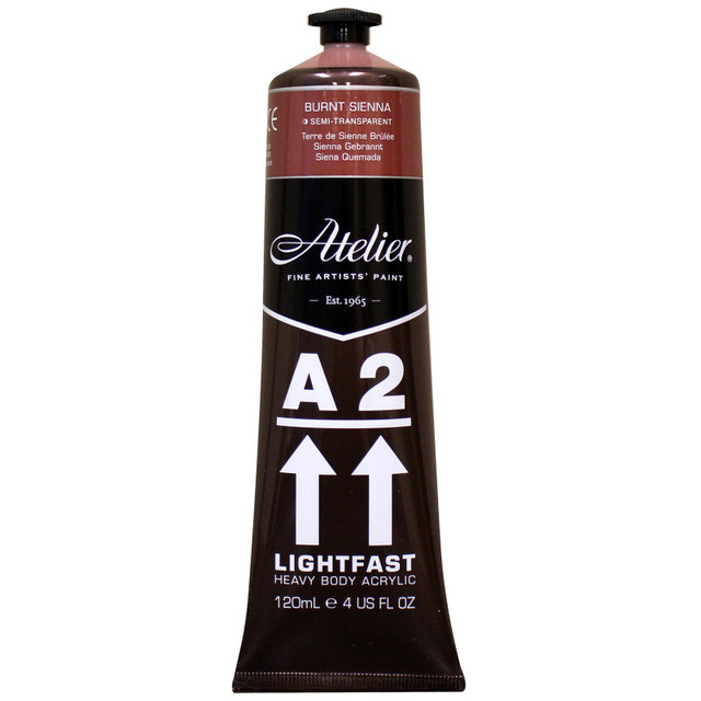 CHROMA INC Atelier A2 Heavy Body Lightfast Artist Acrylic, 4 oz., Burnt Sienna