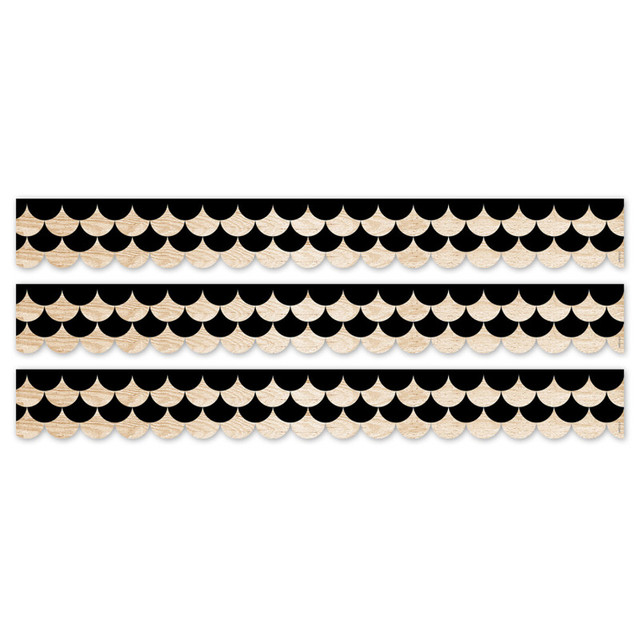 CREATIVE TEACHING PRESS Creative Teaching Press® Core Decor Black and Wood Scallops EZ Border, 48 Feet Per Pack, 3 Packs