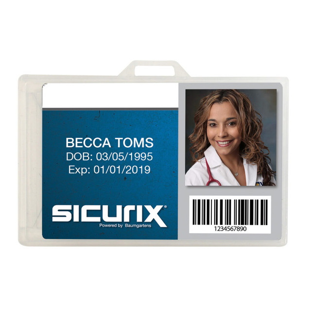 BAUMGARTENS INC SICURIX Badge Dispensers, Horizontal, Translucent, Pack of 25