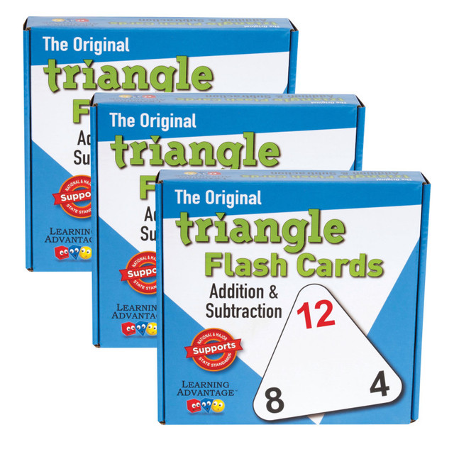 LEARNING ADVANTAGE Learning Advantage® The Original Triangle Flash Cards - Addition & Subtraction - 20 Per Set - 3 Sets