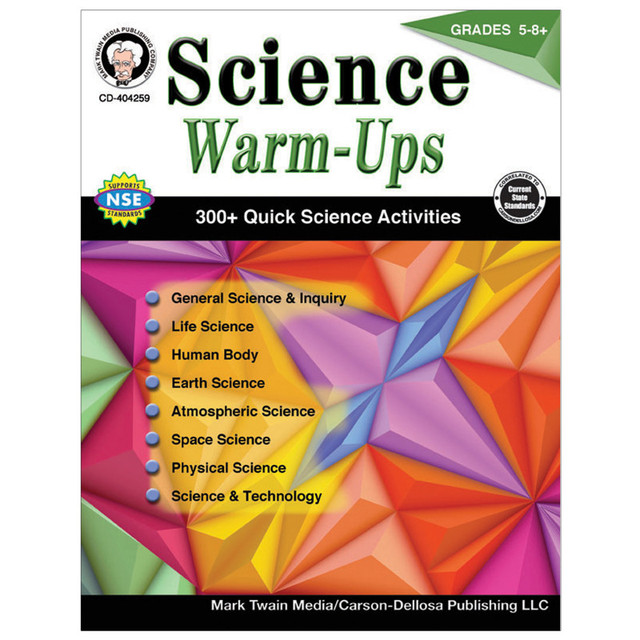 CARSON DELLOSA EDUCATION Mark Twain Media Science Warm-Ups Resource Book, Grade 5-8, Paperback