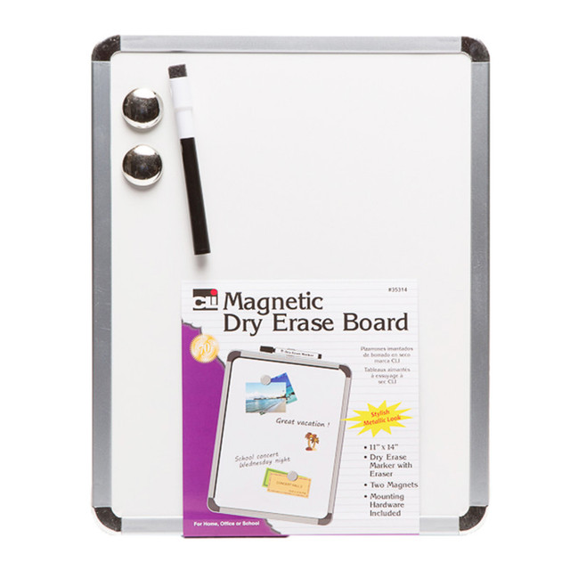 ADVANTUS Charles Leonard Framed Magnetic Dry Erase Board with Marker & Magnets, Silver Frame, 11" x 14"