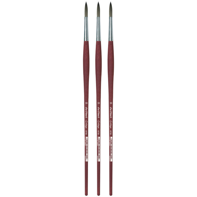 GREGORY DANIELS FINE ARTS INC da Vinci COLLEGE Student Brush, Synthetic, Acrylic & Oil, Round, Series 8730, Size 10, Pack of 3