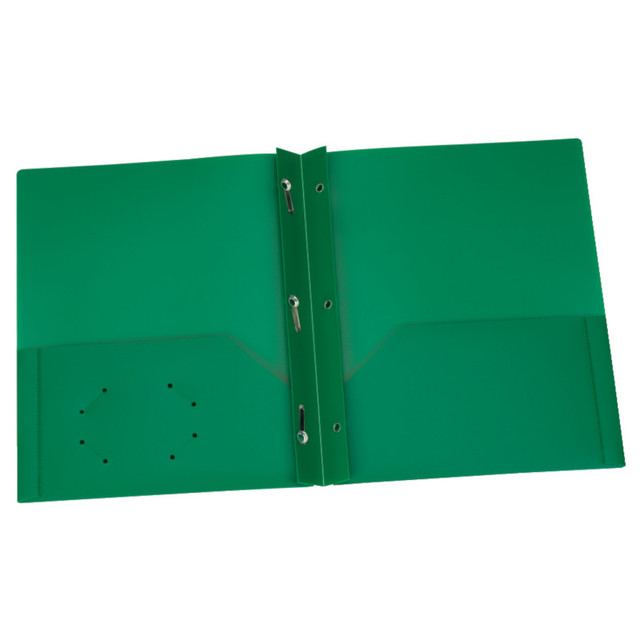 TOPS PRODUCTS Oxford® Green Poly Two Pocket Portfolio with Prongs, Pack of 25
