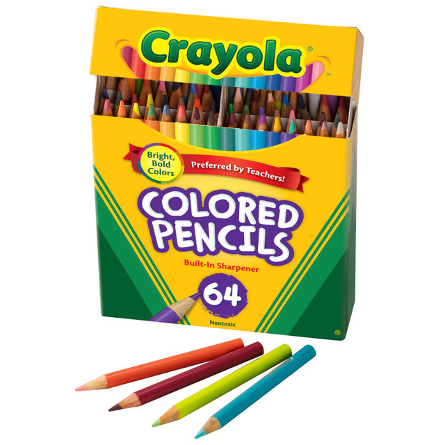 CRAYOLA LLC Crayola® Short Colored Pencils, 64 Count with Sharpener
