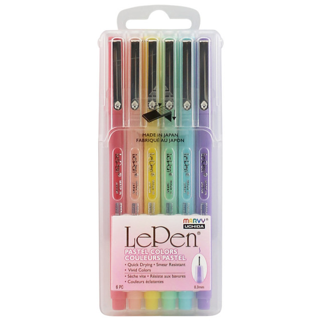UCHIDA OF AMERICA, CORP Marvy Uchida® LePen® Micro-Fine Point Pen, Pastel, 6 Colors