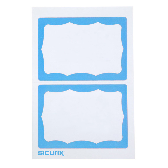 BAUMGARTENS INC SICURIX Adhesive Badges, Blue Border, Pack of 100