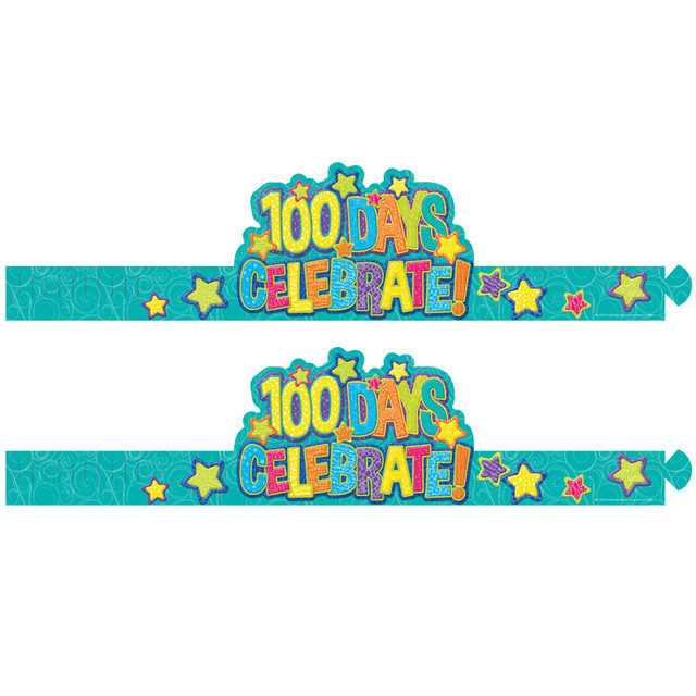 EUREKA Eureka® Color My World 100 Days Wearable Hats, 32 Per Pack, 2 Packs