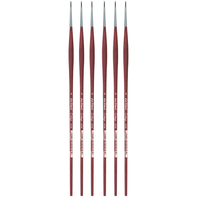 GREGORY DANIELS FINE ARTS INC da Vinci COLLEGE Student Brush, Synthetic, Acrylic & Oil, Round, Series 8730, Size 0, Pack of 6