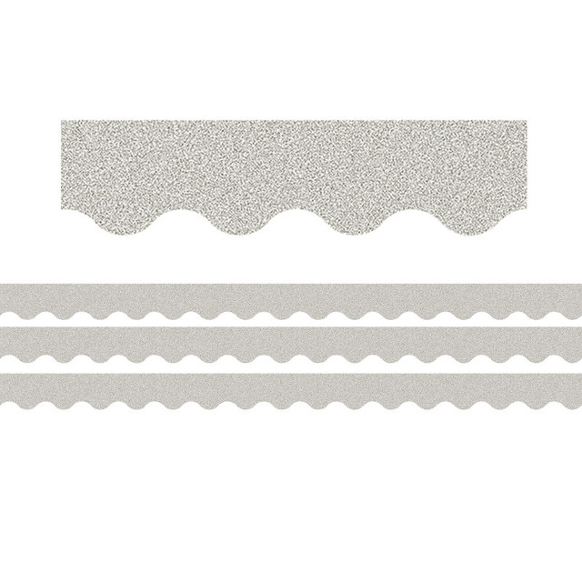 TEACHER CREATED RESOURCES Teacher Created Resources® Silver Glitz Scalloped Border Trim, 35 Feet Per Pack, 3 Packs