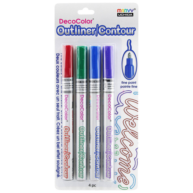UCHIDA OF AMERICA, CORP Marvy Uchida® DecoColor® Outliner Oil-Based Fine Point Marker, Pack o f 4