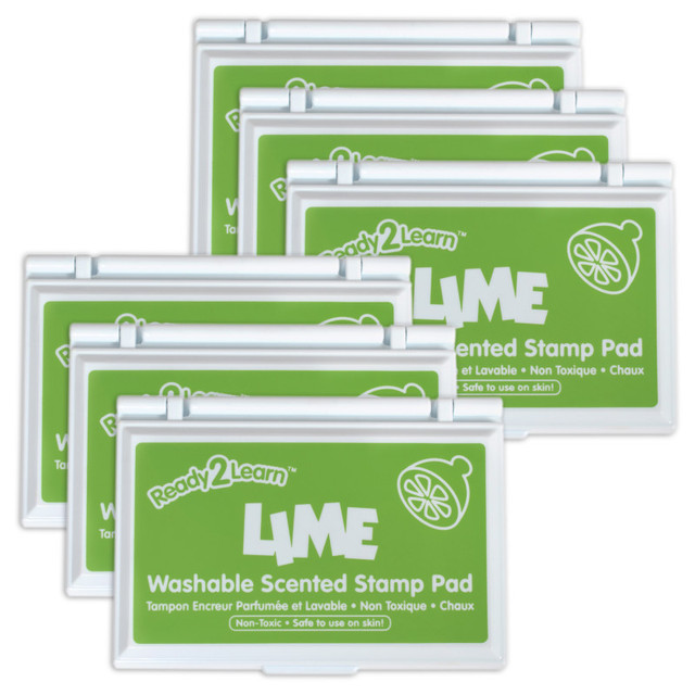 LEARNING ADVANTAGE READY 2 LEARN™ Washable Stamp Pad - Lime Scent, Green - Pack of 6