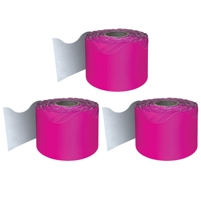 CARSON DELLOSA EDUCATION Carson Dellosa Education Hot Pink Rolled Scalloped Border, 65 Feet Per Roll, Pack of 3