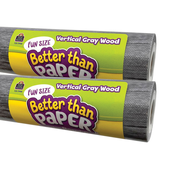 TEACHER CREATED RESOURCES Teacher Created Resources® Fun Size Better Than Paper Bulletin Board Roll Vertical Gray Wood, Pack of 2