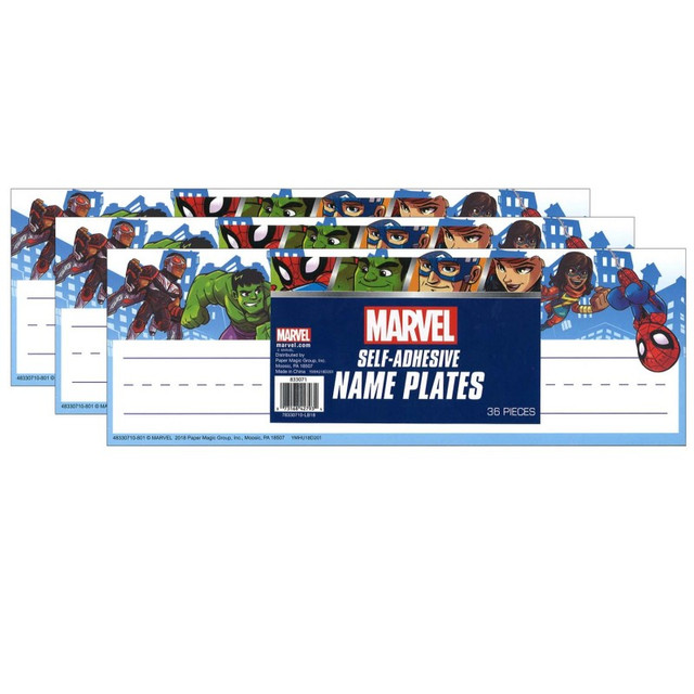 EUREKA Eureka® Marvel™ Super Hero Self-Adhesive Name Plates, 36 Per Pack, 3 Packs