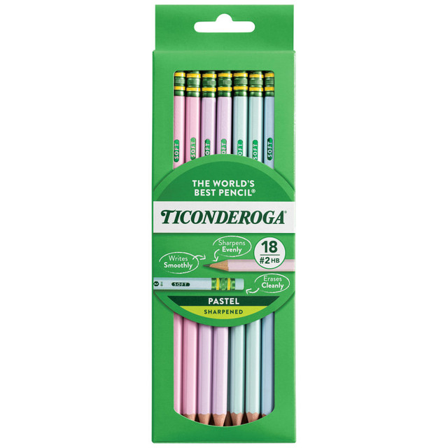 DIXON TICONDEROGA CO Ticonderoga® Wooden Pencil Pastel, Sharpened, Pack of 18
