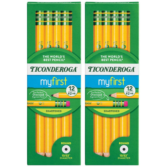 DIXON TICONDEROGA CO Ticonderoga® My First® Primary Size No. 2 Pencils with Eraser, 12 Per Box, 2 Boxes