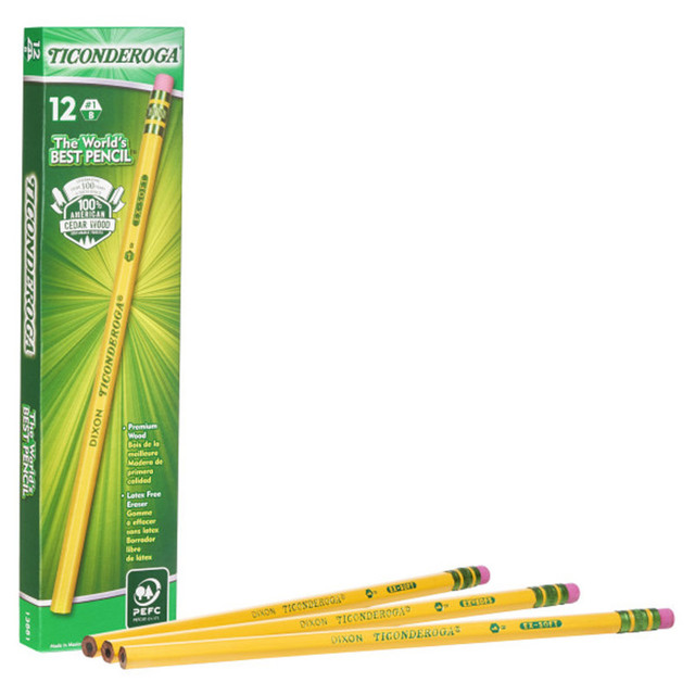 DIXON TICONDEROGA CO Ticonderoga® Original Ticonderoga® Pencils, No. 1 Extra Soft Yellow, Unsharpened, Box of 12
