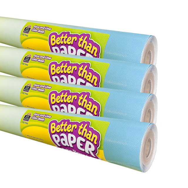 TEACHER CREATED RESOURCES Teacher Created Resources® Better Than Paper Bulletin Board Roll, Agua and Lime Color Wash, 4-Pack