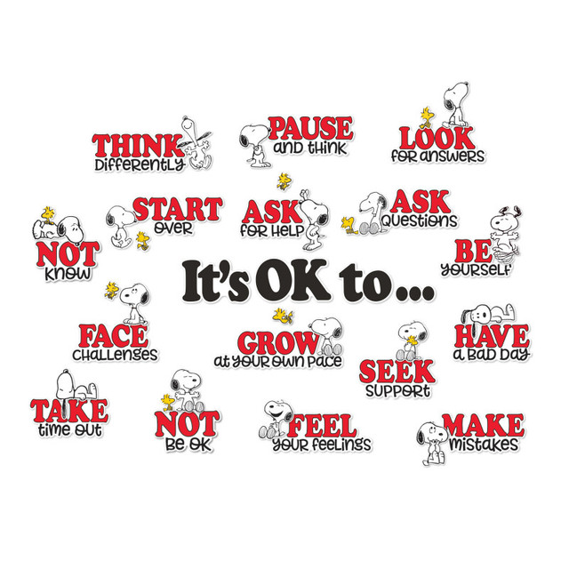 EUREKA Eureka® Peanuts® Snoopy It's Ok to... Bulletin Board Set, 42 Pieces