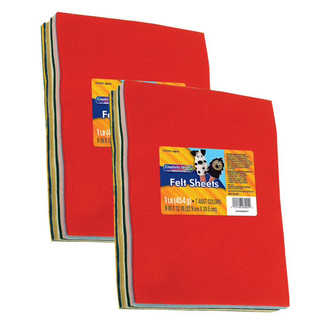 DIXON TICONDEROGA CO Creativity Street® Felt Sheets, 7 Assorted Colors, 9" x 12", 1 lb. Per Pack, 2 Packs