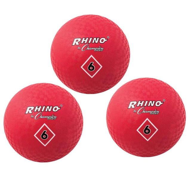 CHAMPION SPORTS Champion Sports Playground Ball, 6", Red, Pack of 3