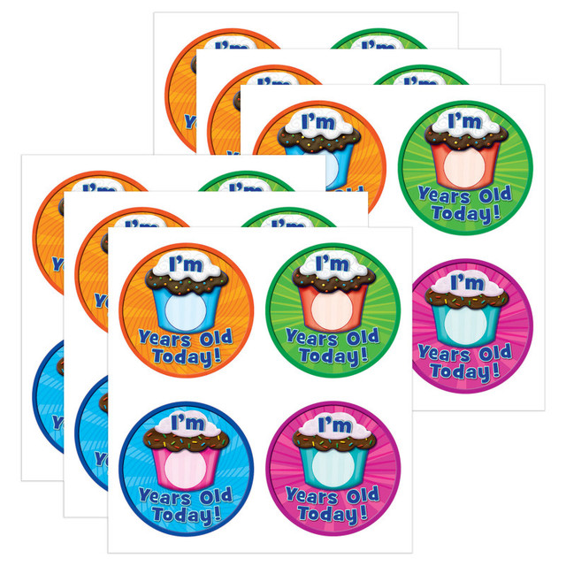 TEACHER CREATED RESOURCES Teacher Created Resources® I Am __ Years Old Today WearEm Badges, 32 Per Pack, 6 Packs TEACHER CREATED RESOURCES Teacher Created Resources® I Am __ Years Old Today WearEm Badges, 32 Per Pack, 6 Packs