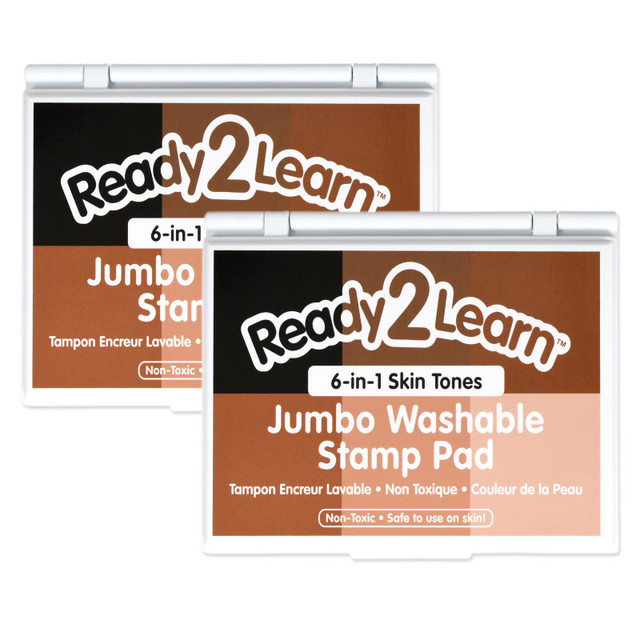LEARNING ADVANTAGE READY 2 LEARN™ Jumbo Washable Stamp Pad - 6-in-1 - Skin Tones, Pack of 2