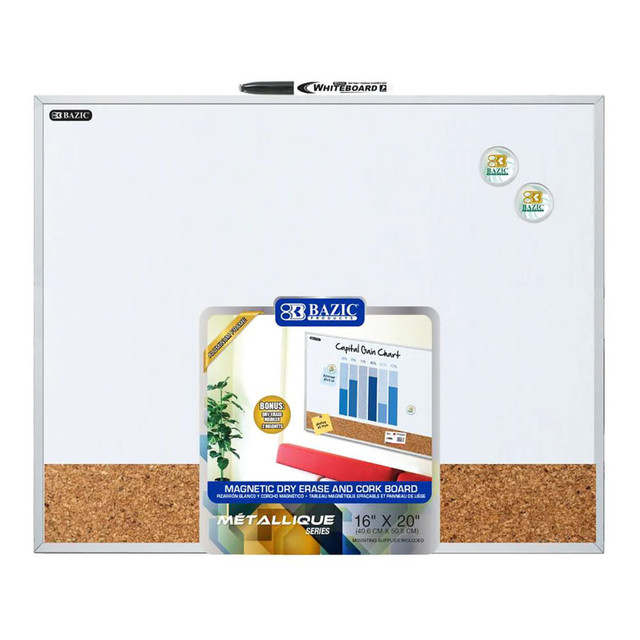 BAZIC PRODUCTS BAZIC Products® Aluminum Framed Magnetic Dry Erase/Cork Combo Board, 16" x 20"