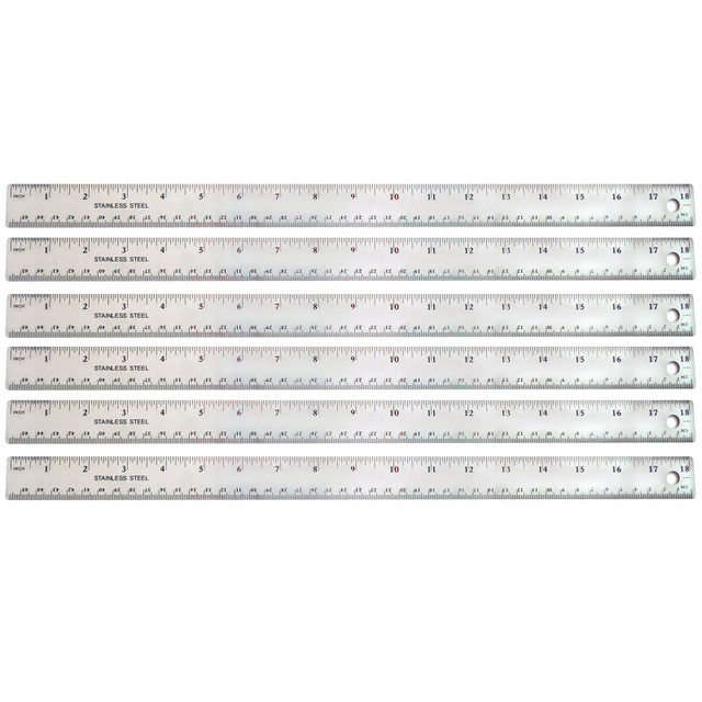 THE PENCIL GRIP The Pencil Grip™ Stainless Steel Ruler, 18", Pack of 6