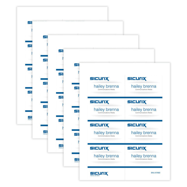 BAUMGARTENS INC SICURIX Printable Badge Inserts, 3-1/2" x 2-1/4", 56 Per Pack, 5 Packs