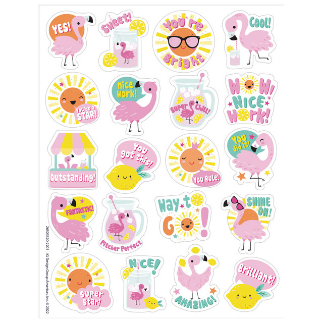 EUREKA Eureka® Flamingo Strawberry Lemonade Scented Stickers, Pack of 80