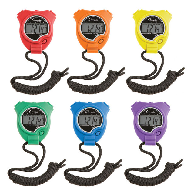 CHAMPION SPORTS Champion Sports Stop Watch, Assorted Colors, Pack of 6
