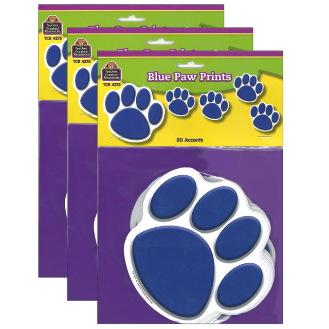 TEACHER CREATED RESOURCES Teacher Created Resources® Blue Paw Prints Accents, 30 Per Pack, 3 Packs