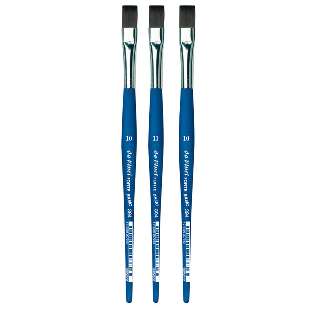 GREGORY DANIELS FINE ARTS INC da Vinci FORTE BASIC Student Brush, Synthetic, Acrylic, Flat, Series 394, Size 10, Pack of 3