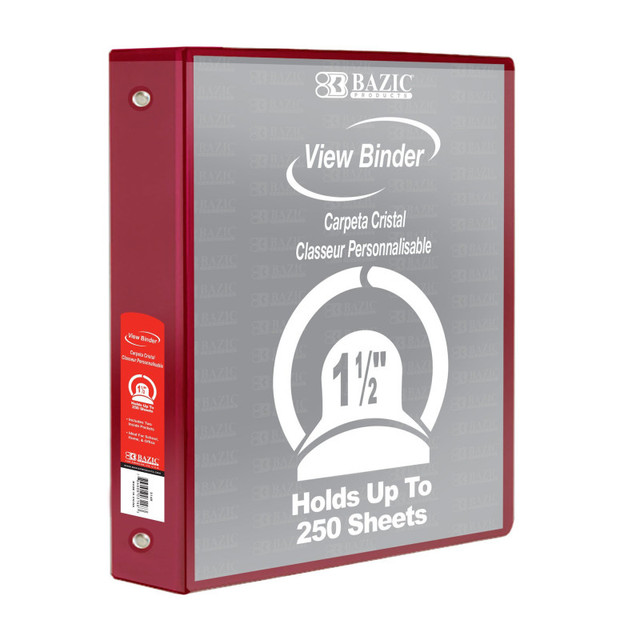 BAZIC PRODUCTS BAZIC Products® 3-Ring View Binder with 2 Pockets, 1.5", Burgundy