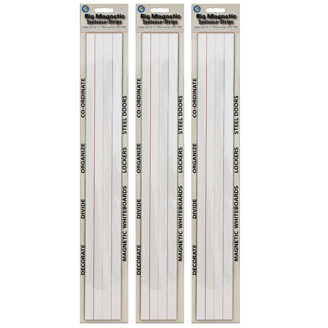 ASHLEY PRODUCTIONS Ashley Productions® Big Magnetic Sentence Strips, 3" x 24", 5 Per Pack, 3 Packs