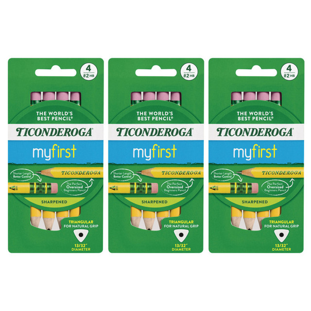 DIXON TICONDEROGA CO Ticonderoga® My First® Short Pencils, 4 Per Pack, 3 Packs