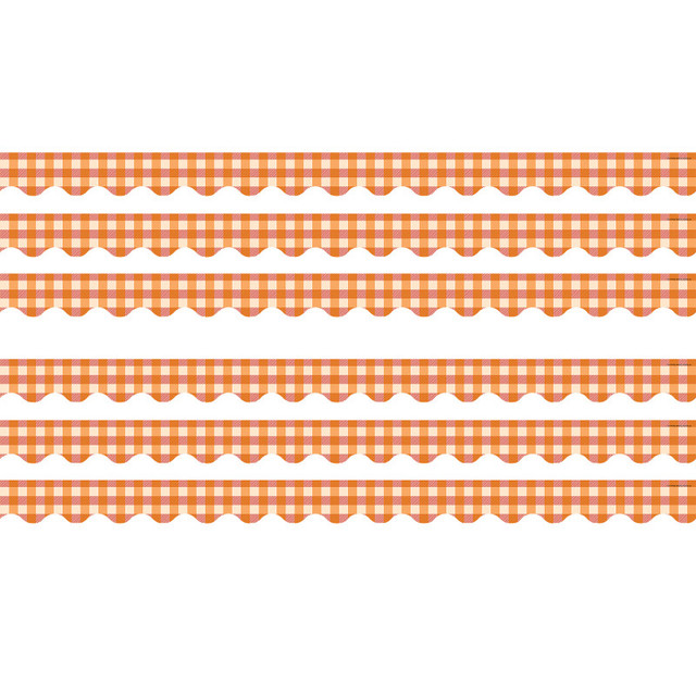 TEACHER CREATED RESOURCES Teacher Created Resources® Orange Gingham Scalloped Border Trim, 35 Feet Per Pack, 6 Packs