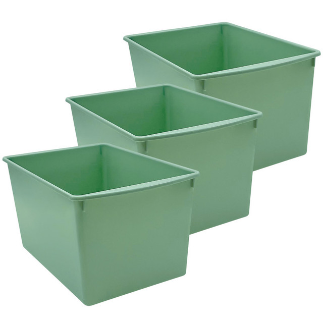 TEACHER CREATED RESOURCES Teacher Created Resources® Plastic Multi-Purpose Bin, Eucalyptus Green, Pack of 3