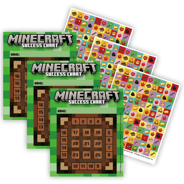 EUREKA Eureka® Minecraft Mini Reward Charts with Stickers, 36 Per Pack, 3 Packs