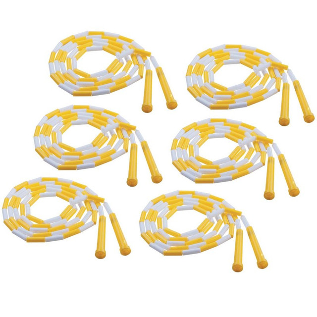 CHAMPION SPORTS Champion Sports Plastic Segmented Jump Rope 8', Yellow & White, Pack of 6