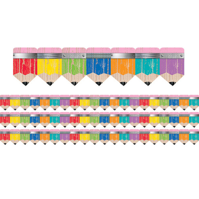 CREATIVE TEACHING PRESS Creative Teaching Press® Upcycle Style Rustic Pencils EZ Border, 48 Feet Per Pack, 3 Packs