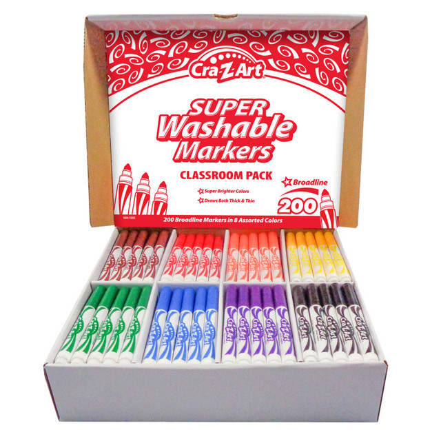 LAROSE INDUSTRIES LLC - CRA-Z-ART Cra-Z-Art® Washable Marker Classroom Pack, Broadline, 8 Color, Pack of 200